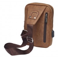 Lorenz Gents/Unisex Two-Tone PU Compact X-Body Backback with 4 Zips & Charging Port